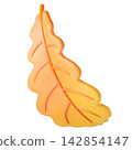 Sunny oak leaf in gradient orange. For autumn, Halloween, and decorative banners. 142854147