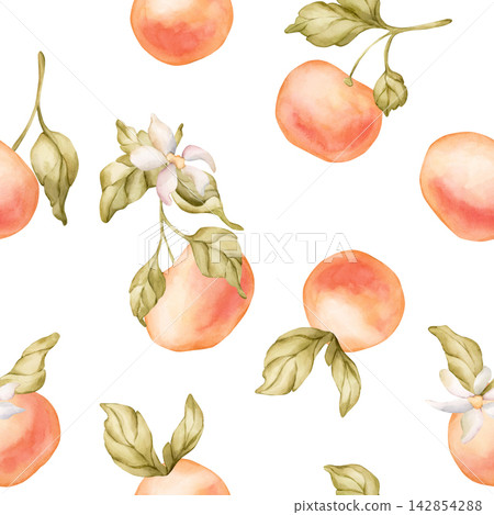Grapefruit citrus fruit seamless pattern. Watercolor hand drawn floral food illustration isolated on white background summer design home kitchen textile fresh print cosmetic package crockery banner Grapefruit citrus fruit seamless pattern. Watercolor hand drawn floral food illustration isolated on white background summer design home kitchen textile fresh print cosmetic package crockery banner 142854288