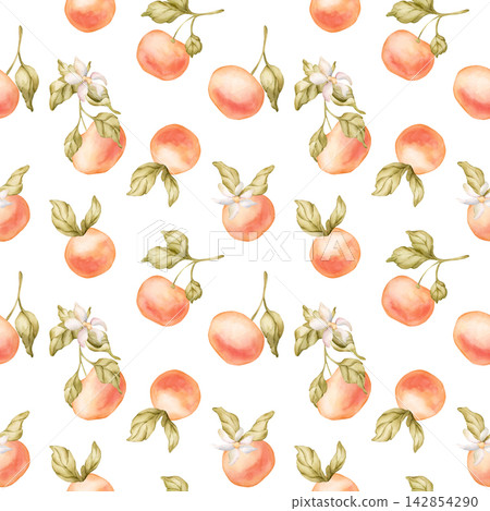 Grapefruit citrus fruit seamless pattern. Watercolor hand drawn floral food illustration isolated on white background summer design home kitchen textile fresh print cosmetic package crockery banner Grapefruit citrus fruit seamless pattern. Watercolor hand drawn floral food illustration isolated on white background summer design home kitchen textile fresh print cosmetic package crockery banner 142854290
