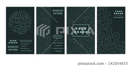 Topographic Map Pattern Poster Set, Abstract Texture and Hand-Drawn Contour Line Art Topographic Map Pattern Poster Set, Abstract Texture and Hand-Drawn Contour Line Art 142854855