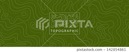 Topographic Map Background Banner with Geometric Logo Element and Green Hand-drawn Contour Lines Topographic Map Background Banner with Geometric Logo Element and Green Hand-drawn Contour Lines 142854861