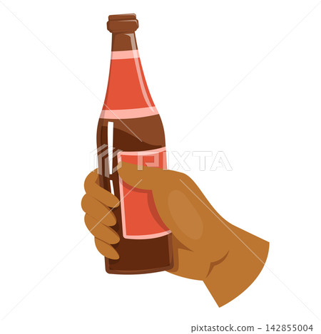 Hand holding a bottle of beer Hand holding a bottle of beer 142855004
