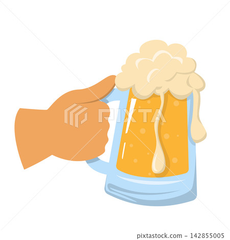 Hand holding a beer mug vector isolated. Hand holding a beer mug vector isolated. 142855005