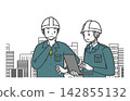 Two businessmen having a meeting on site. 142855132