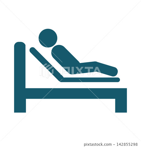 An illustration of a person sitting up in a bed with the backrest raised. An illustration of a person sitting up in a bed with the backrest raised. 142855298