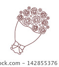 Illustration of a bouquet of roses (line drawing) 142855376