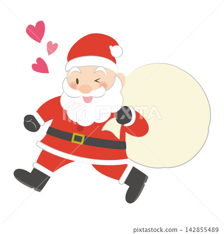 Santa Claus running with a gift bag (with outlines) Santa Claus running with a gift bag (with outlines) 142855489