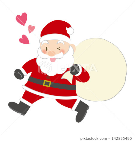 Santa Claus running with a gift bag (with outlines) Santa Claus running with a gift bag (with outlines) 142855490
