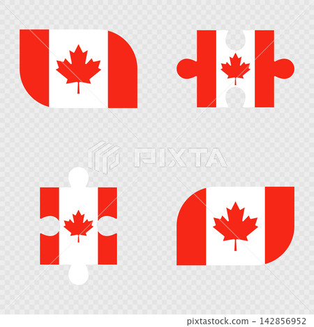 Canada Flag Rounded Shapes and Puzzle Set. Canada Flag Rounded Shapes and Puzzle Set. 142856952