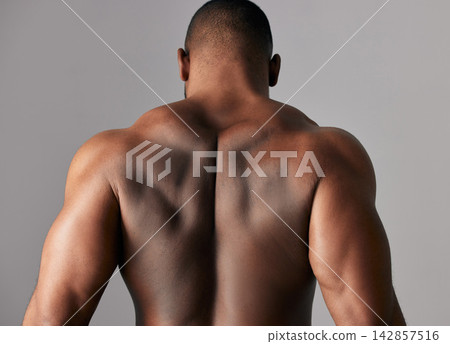 Studio, back and muscle of man, strong and gym for fitness with training, practice and exercise in sport. White background, healthy and spine of person, bodybuilder and workout for athlete and body Studio, back and muscle of man, strong and gym for fitness with training, practice and exercise in sport. White background, healthy and spine of person, bodybuilder and workout for athlete and body 142857516
