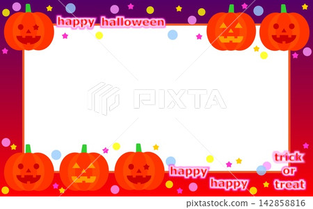 Halloween frame, jack-o'-lantern, pumpkin, white space 142858816