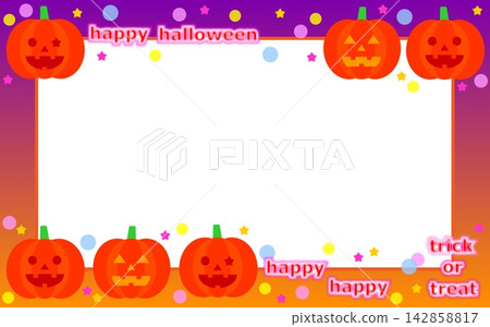 Halloween frame, jack-o'-lantern, pumpkin, white space Halloween frame, jack-o'-lantern, pumpkin, white space 142858817