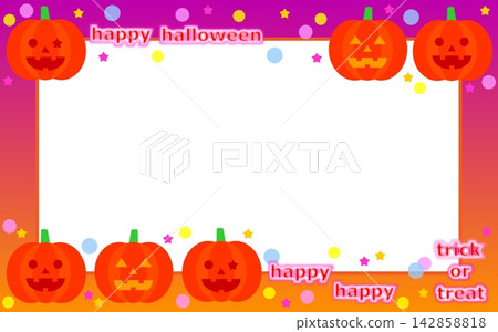 Halloween frame, jack-o'-lantern, pumpkin, white space Halloween frame, jack-o'-lantern, pumpkin, white space 142858818