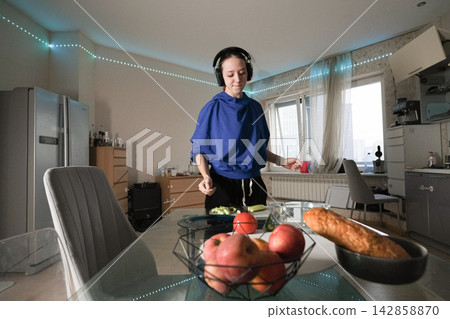 Independent teenager managing meal preparation at home represents self sufficiency healthy routines personal responsibility and readiness for everyday adult tasks Independent teenager managing meal preparation at home represents self sufficiency healthy routines personal responsibility and readiness for everyday adult tasks 142858870