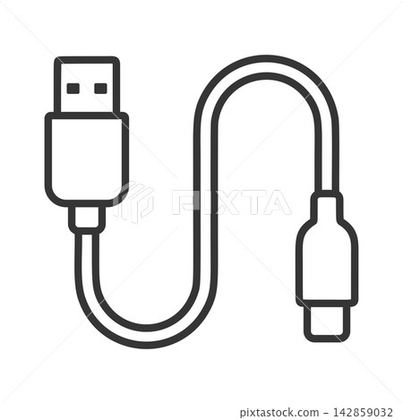 Charging cable line icon Charging cable line icon 142859032