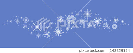 Winter white snow border with elegant snowflakes and frost crystals creating a frozen wave pattern. Elegant golden stars creating a festive frozen frame for seasonal decoration. Winter white snow border with elegant snowflakes and frost crystals creating a frozen wave pattern. Elegant golden stars creating a festive frozen frame for seasonal decoration. 142859534