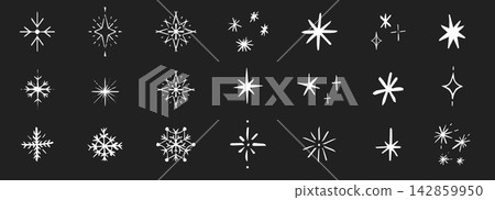 Snowflake cute pencil drawing doodle. Textured simple hand drawn crayon asterisk and snow crystals. Kids style childlike set elements. Scrapbook stickers, design elements. Snowflake cute pencil drawing doodle. Textured simple hand drawn crayon asterisk and snow crystals. Kids style childlike set elements. Scrapbook stickers, design elements. 142859950