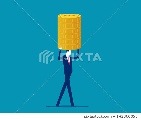 Investment. Businessman holding coins. income concept Investment. Businessman holding coins. income concept 142860055