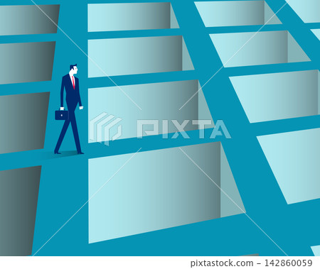 Difficult choice. Confused businessman choosing directions. Difficult choice. Confused businessman choosing directions. 142860059