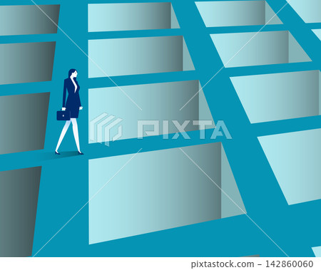 Difficult choice. Confused businesswoman choosing directions. Difficult choice. Confused businesswoman choosing directions. 142860060
