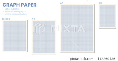 Graph Paper Sheet Set Letter A4 A3 A5 Blue Grid Portrait Printable Templates White Background Vector Pack Element Graph Paper Sheet Set Letter A4 A3 A5 Blue Grid Portrait Printable Templates White Background Vector Pack Element 142860186