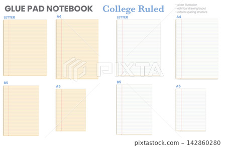College Ruled Paper Sheet Set Letter A4 B5 A5 Ivory White Glue Pad Notebook Printable Stationery Templates Vector Art College Ruled Paper Sheet Set Letter A4 B5 A5 Ivory White Glue Pad Notebook Printable Stationery Templates Vector Art 142860280