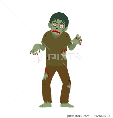 An illustration of a green, rotting zombie wandering around with its arms outstretched (for Halloween). An illustration of a green, rotting zombie wandering around with its arms outstretched (for Halloween). 142860795