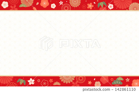 花卉和日式紅色背景框 1_horizontal 花卉和日式紅色背景框 1_horizontal 142861110