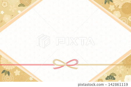 花卉和日式金色背景框 2_橫向 花卉和日式金色背景框 2_橫向 142861119