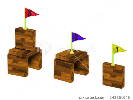 Numbered flags placed on building blocks Numbered flags placed on building blocks 142861646