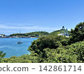 連接弓島和佐島的弓大橋，以及漂浮在海上的遊艇（夢島街道，上島町，愛媛縣，瀨戶內海，景色壯觀，觀光等） 142861714