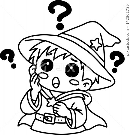 Illustrations depicting the thoughts, worries, and questions of a young wizard. Illustrations depicting the thoughts, worries, and questions of a young wizard. 142861759
