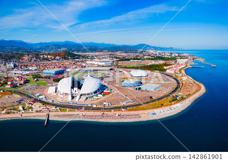 Sochi Olympic Park aerial panoramic view Sochi Olympic Park aerial panoramic view 142861901