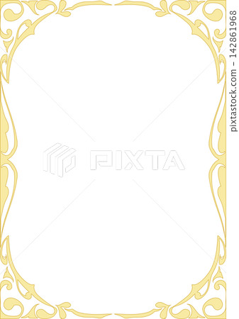 Gold-colored decorative frame. Art Nouveau style. (A4 size) Gold-colored decorative frame. Art Nouveau style. (A4 size) 142861968