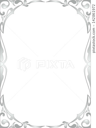 Silver gradient decorative frame. Art Nouveau style. (A4 size) Silver gradient decorative frame. Art Nouveau style. (A4 size) 142861972