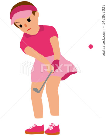 Illustrations of female athletes competing in a sports tournament and a golfer taking an approach shot. Illustrations of female athletes competing in a sports tournament and a golfer taking an approach shot. 142862025
