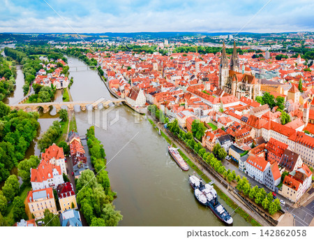 Regensburg city aerial panoramic view, Germany Regensburg city aerial panoramic view, Germany 142862058