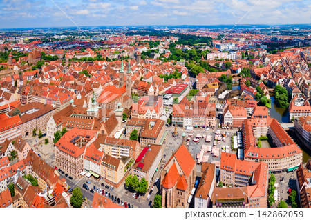 Nuremberg old town aerial panoramic view Nuremberg old town aerial panoramic view 142862059