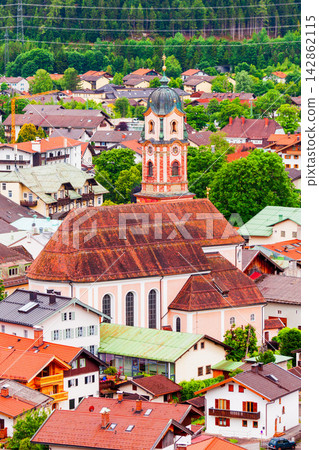 Mittenwald town aerial panoramic view, Germany Mittenwald town aerial panoramic view, Germany 142862115