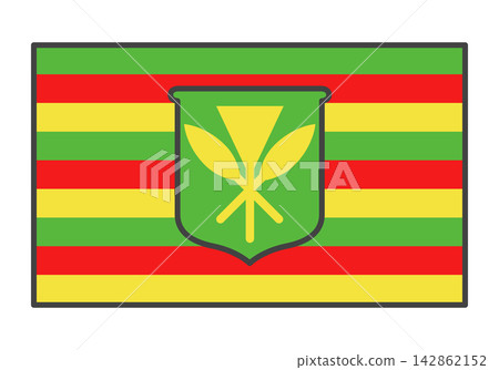 卡納卡毛利旗幟(夏威夷原住民旗幟)插圖。 卡納卡毛利旗幟(夏威夷原住民旗幟)插圖。 142862152
