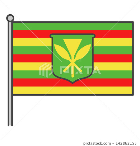 卡納卡毛利旗幟和旗桿 | 夏威夷原住民旗幟插圖 卡納卡毛利旗幟和旗桿 | 夏威夷原住民旗幟插圖 142862153