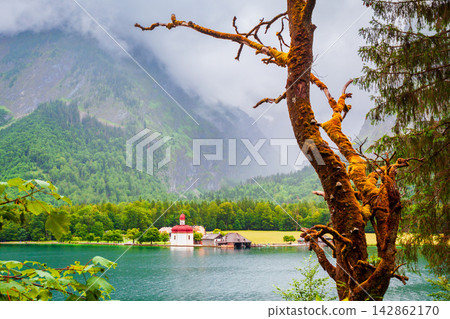 St. Bartholomew church at Konigssee Lake St. Bartholomew church at Konigssee Lake 142862170