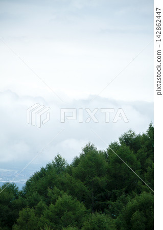 A town nestled in the mountains, shrouded in mist A town nestled in the mountains, shrouded in mist 142862447