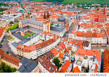 Wurzburg old town aerial panoramic view Wurzburg old town aerial panoramic view 142862616
