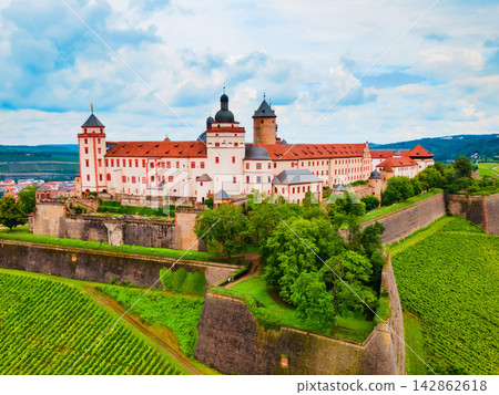 Marienberg Fortress aerial view in Wurzburg city Marienberg Fortress aerial view in Wurzburg city 142862618