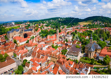 Bamberg old town aerial panoramic view Bamberg old town aerial panoramic view 142862622