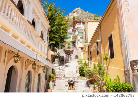 Beauty street in the centre of Taormina city Beauty street in the centre of Taormina city 142862792