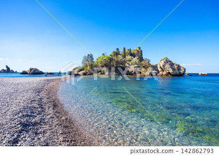 Isola Bella beach in Taormina city, Sicily Isola Bella beach in Taormina city, Sicily 142862793