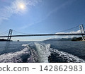 瀨戶內海遊輪之旅，可欣賞船隻尾跡和因之島大橋的景色（島波海道、因之島、向島、尾道、船隻尾跡、遊輪、背景元素） 142862983