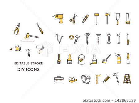Icon set related to tools and DIY Icon set related to tools and DIY 142863159